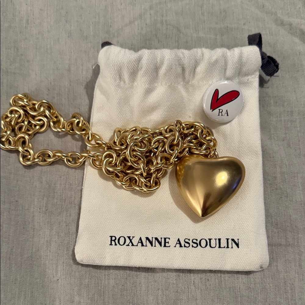 Roxanne Assoulin Gold Puffy Heart Pendant Necklace